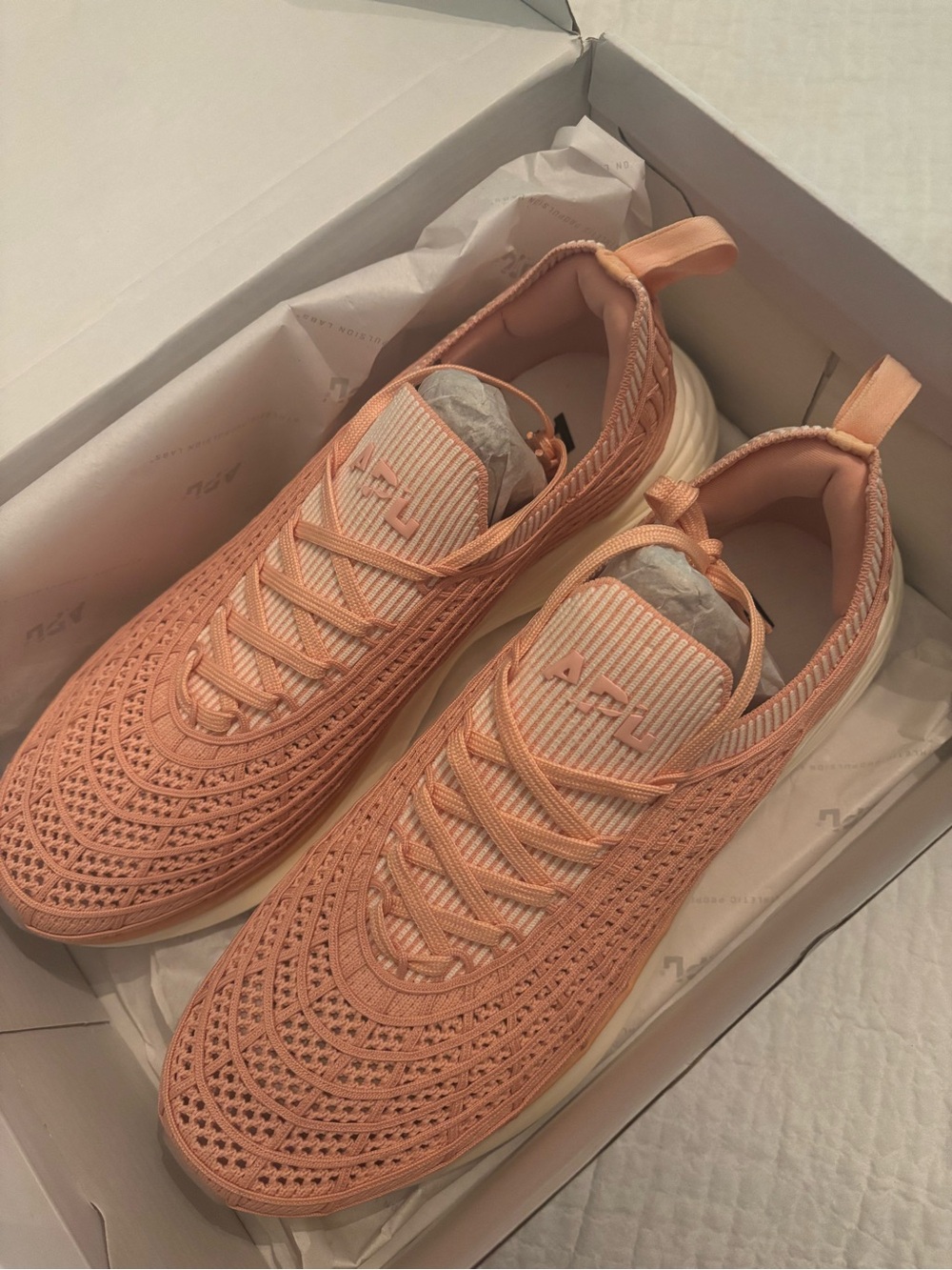 APL Women's Peach Knit Slip-On Lace-Up Sneaker